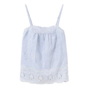 NWT Tabitha Webb Sleepwear Striped Cotton Camisole Eyelet Trims Hem/Neckline